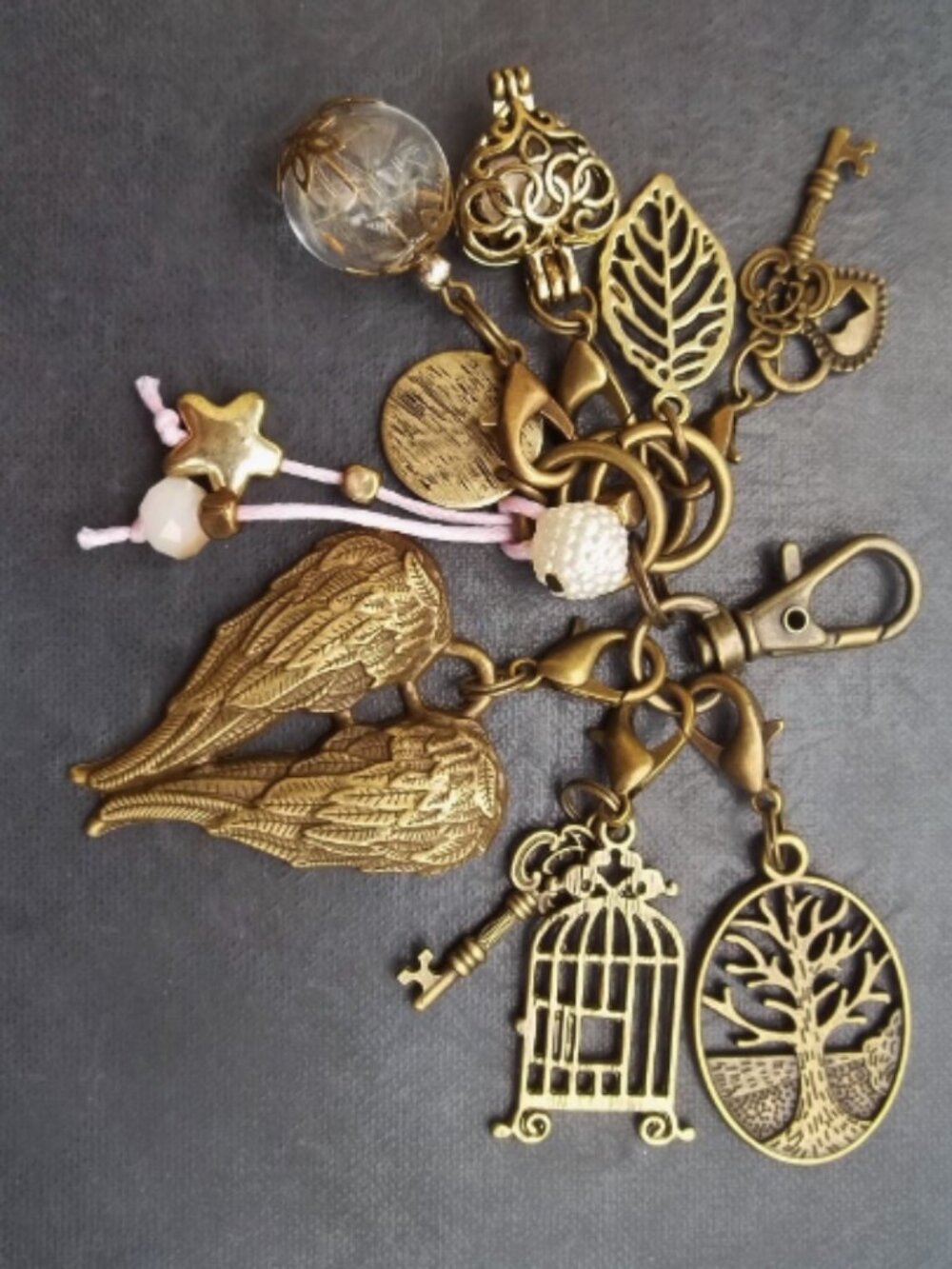 Whimsigoth Interchangeable Charm Keychain - OOAK - Cottagecore - Dandelion - Picture 2 of 6